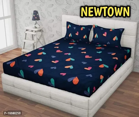 New Town Attractive Fitted 1 Bedsheet 2 Pillow Covers