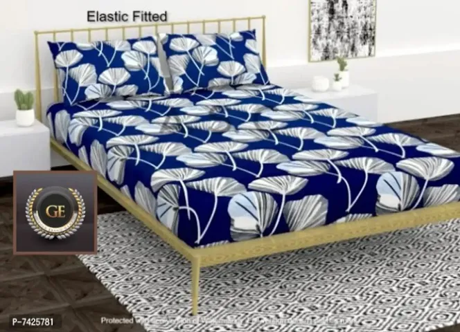 Fancy Glace Cotton Elastic Fitted King Bedsheets (108*108 Inch)