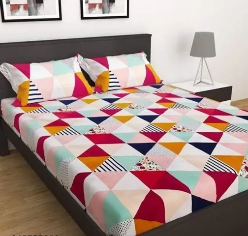 Printed Double Bedsheet with 2 Pillow Cover