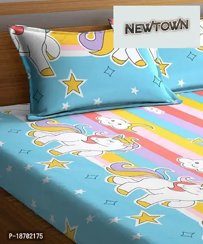 New Town Attractive Fitted 1 Bedsheet 2 Pillow Covers-thumb0