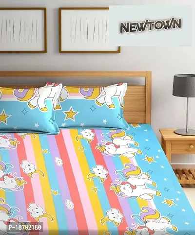 New Town Attractive Fitted 1 Bedsheet 2 Pillow Covers-thumb0