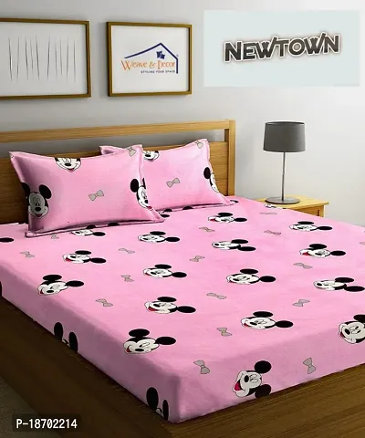 New Town Attractive Fitted 1 Bedsheet 2 Pillow Covers-thumb0