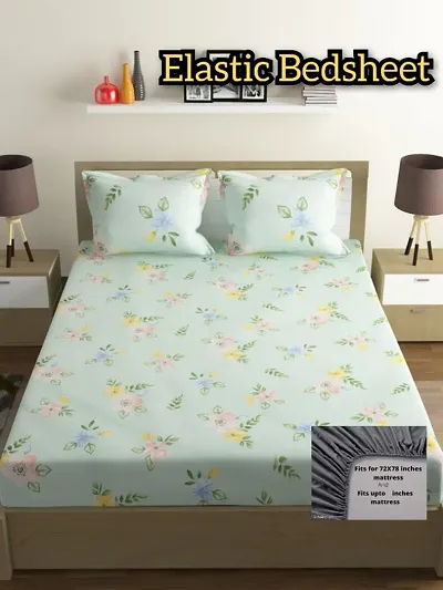 Printed Glace Cotton Double Bedsheet with Pillow Cover