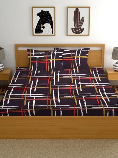 Real Dream bedsheet for Double Bed Cotton, Double bedsheet with 2 Pillow Covers (230 x 230 Cm)