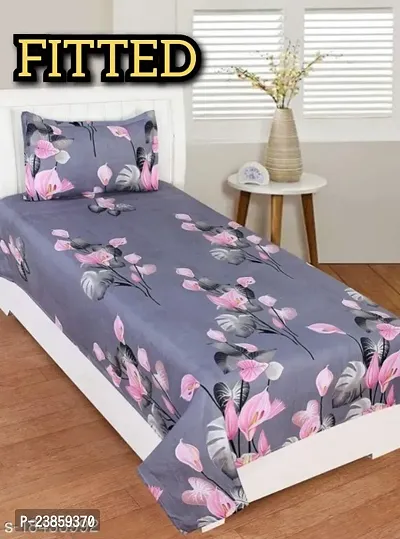 New Town Attractive Single 1 Fitted bedsheet  1 Pillow Cover