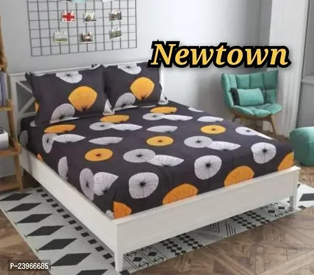 New Town All Around 1 Attractive Fitted Bedsheet with 2 Pillow Covers-thumb0