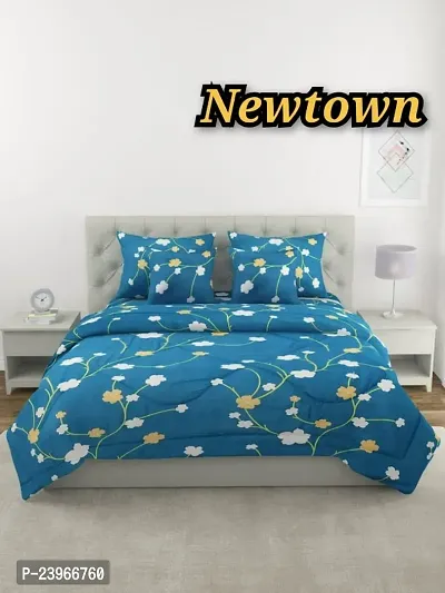 New Town All Around 1 Attractive Fitted Bedsheet with 2 Pillow Covers-thumb0