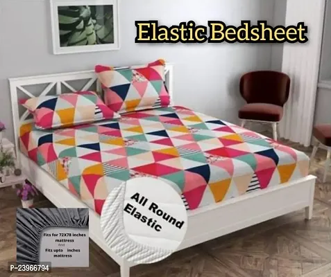 New Town All Around 1 Attractive Fitted Bedsheet with 2 Pillow Covers-thumb0