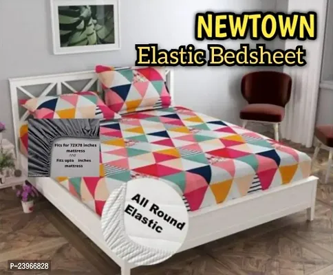 New Town All Around 1 Attractive Fitted Bedsheet with 2 Pillow Covers-thumb0