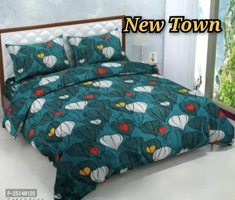 New Town Attractive Branded Premium  Elastic( Fitted) Double  Bedsheet With 2 Pillow Covers-thumb0