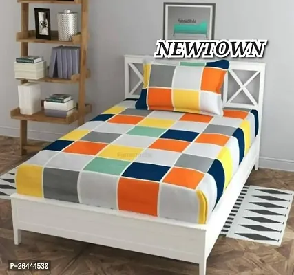 NEW TOWNreg; Elastic( Fitted) Single Bedsheet With 1 Pillow Cover ( Pack of 1) Fit Upto 6 Inches Mattress-thumb0