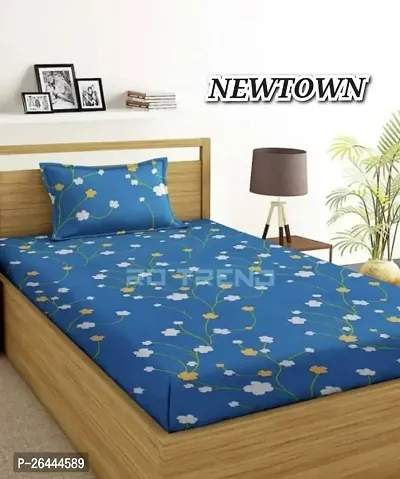 NEW TOWNreg; Elastic( Fitted) Single Bedsheet With 1 Pillow Cover ( Pack of 1) Fit Upto 6 Inches Mattress