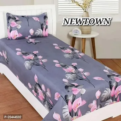 NEW TOWNreg; Elastic( Fitted) Single Bedsheet With 1 Pillow Cover ( Pack of 1) Fit Upto 6 Inches Mattress-thumb0