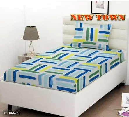 NEW TOWNreg; Elastic( Fitted) Single Bedsheet With 1 Pillow Cover ( Pack of 1) Fit Upto 6 Inches Mattress