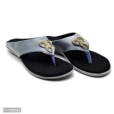 Elegant Grey PVC Solid Fashion Flats For Women