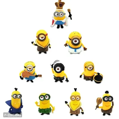 Decor Your Way Minion Action Figures Toy for Toddlers Kids Bedroom and Car Dashboard Decorations, Unique Birthday Kids Gifts Idea, Inner Car and Desktop Decor Set of 10 Pcs (Yellow)-thumb0