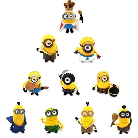 Decor Your Way Minion Action Figures Toy for Toddlers Kids Bedroom and Car Dashboard Decorations, Unique Birthday Kids Gifts Idea, Inner Car and Desktop Decor Set of 10 Pcs (Yellow)