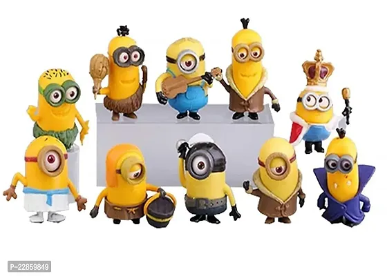 Decor Your Way Minion Action Figures Toy for Toddlers Kids Bedroom and Car Dashboard Decorations, Unique Birthday Kids Gifts Idea, Inner Car and Desktop Decor Set of 10 Pcs (Yellow)-thumb2