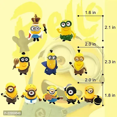 Decor Your Way Minion Action Figures Toy for Toddlers Kids Bedroom and Car Dashboard Decorations, Unique Birthday Kids Gifts Idea, Inner Car and Desktop Decor Set of 10 Pcs (Yellow)-thumb3