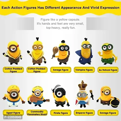 Decor Your Way Minion Action Figures Toy for Toddlers Kids Bedroom and Car Dashboard Decorations, Unique Birthday Kids Gifts Idea, Inner Car and Desktop Decor Set of 10 Pcs (Yellow)-thumb4