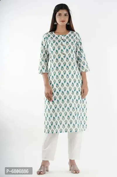 Beautiful Cotton Printed Kurta With Pant For Women