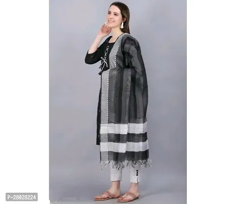 Elegant Cotton Blend Printed Kurta with Bottom And Dupatta Set For Women-thumb0