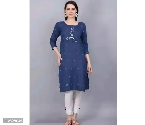 Elegant Cotton Blend Printed Kurta with Pant Set For Women-thumb0