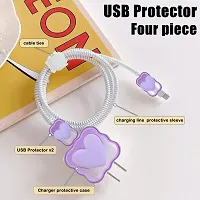 STRAPY 360 Full Protection for iPhone Charger with Lovely Design 3D Love Heart/Bow, Data Cable Bite USB Wire Saver Protector Fit for Apple 11 12 13 14 Pro Max Charger (Heart Shape, Purple)-thumb1