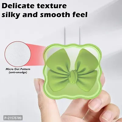 STRAPY 360 Full Protection for iPhone Charger with Lovely Design 3D Love Heart/Bow, Data Cable Bite USB Wire Saver Protector Fit for Apple 11 12 13 14 Pro Max Charger (Bow Shape, Green)-thumb4