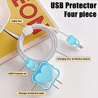 STRAPY 360 Full Protection for iPhone Charger with Lovely Design 3D Love Heart/Bow, Data Cable Bite USB Wire Saver Protector Fit for Apple 11 12 13 14 Pro Max Charger (Heart Shape, Blue)-thumb1