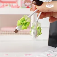 STRAPY 360 Full Protection for iPhone Charger with Lovely Design 3D Love Heart/Bow, Data Cable Bite USB Wire Saver Protector Fit for Apple 11 12 13 14 Pro Max Charger (Bow Shape, Green)-thumb2