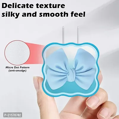 STRAPY 360 Full Protection for iPhone Charger with Lovely Design 3D Love Heart/Bow, Data Cable Bite USB Wire Saver Protector Fit for Apple 11 12 13 14 Pro Max Charger (Bow Shape, Blue)-thumb4