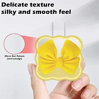 STRAPY 360 Full Protection for iPhone Charger with Lovely Design 3D Love Heart/Bow, Data Cable Bite USB Wire Saver Protector Fit for Apple 11 12 13 14 Pro Max Charger (Bow Shape, Yellow)-thumb3