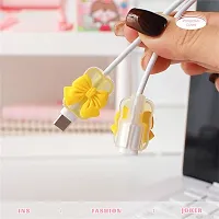 STRAPY 360 Full Protection for iPhone Charger with Lovely Design 3D Love Heart/Bow, Data Cable Bite USB Wire Saver Protector Fit for Apple 11 12 13 14 Pro Max Charger (Bow Shape, Yellow)-thumb2