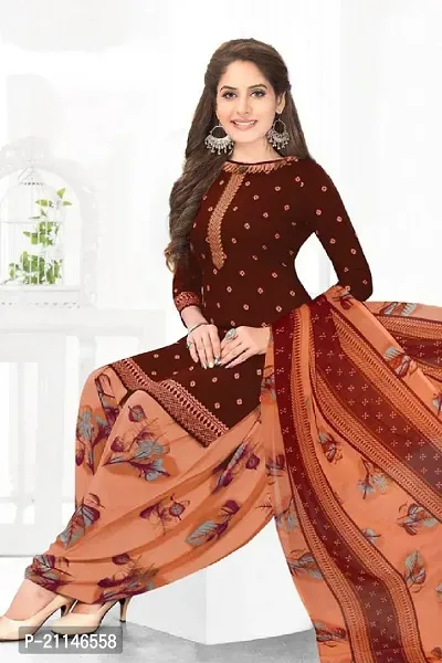 Stylish Crepe Printed Dress Material with Dupatta-thumb0