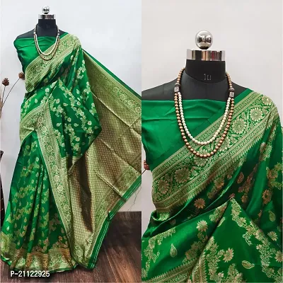 Fancy Silk Blend Saree with Blouse Piece for Women-thumb0