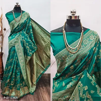 Fancy Silk Blend Saree with Blouse Piece for Women-thumb0