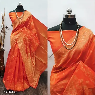 Fancy Silk Blend Saree with Blouse Piece for Women-thumb0