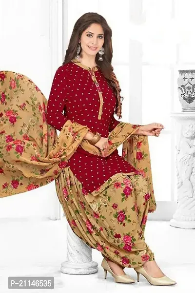 Stylish Crepe Printed Dress Material with Dupatta-thumb0