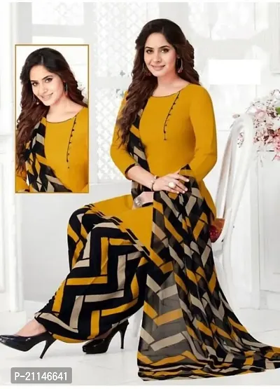 Stylish Crepe Checked Dress Material with Dupatta-thumb0