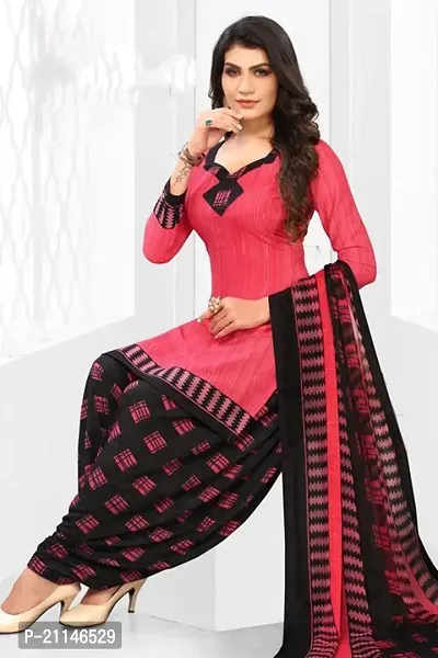 Stylish Crepe Printed Dress Material with Dupatta-thumb0