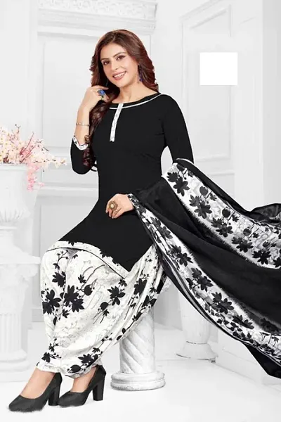 Printed Synthetic Dress Material with Dupatta