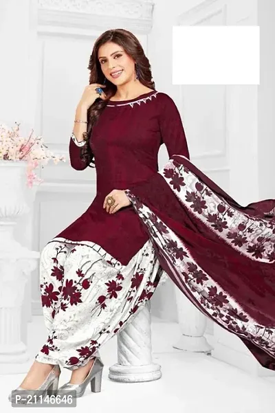 Stylish Crepe Printed Dress Material with Dupatta-thumb0