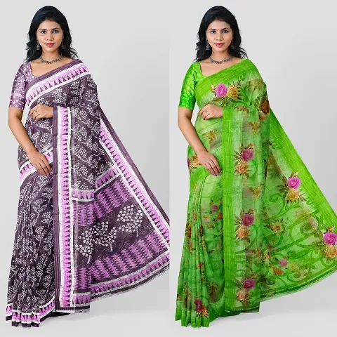 Fancy Georgette Sarees with Blouse Piece for Women Combo