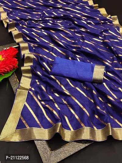 Fancy Silk Blend Saree with Blouse Piece for Women-thumb0