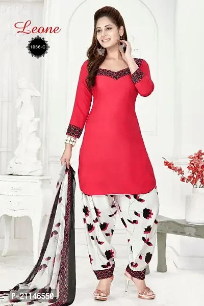 Stylish Crepe Floral Print Dress Material with Dupatta-thumb0