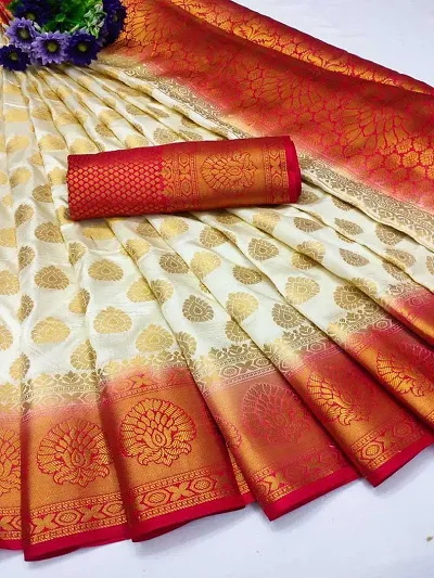 Alluring Silk Blend Saree with Blouse piece 