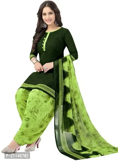 Stylish Crepe Printed Dress Material with Dupatta-thumb0