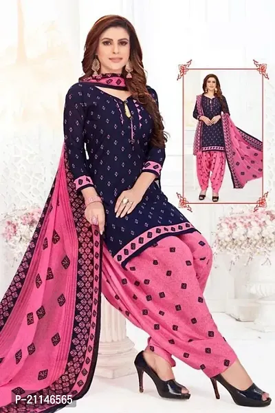 Stylish Crepe Checked Dress Material with Dupatta-thumb0