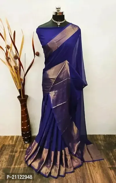 Fancy Chiffon Saree with Blouse Piece for Women-thumb0